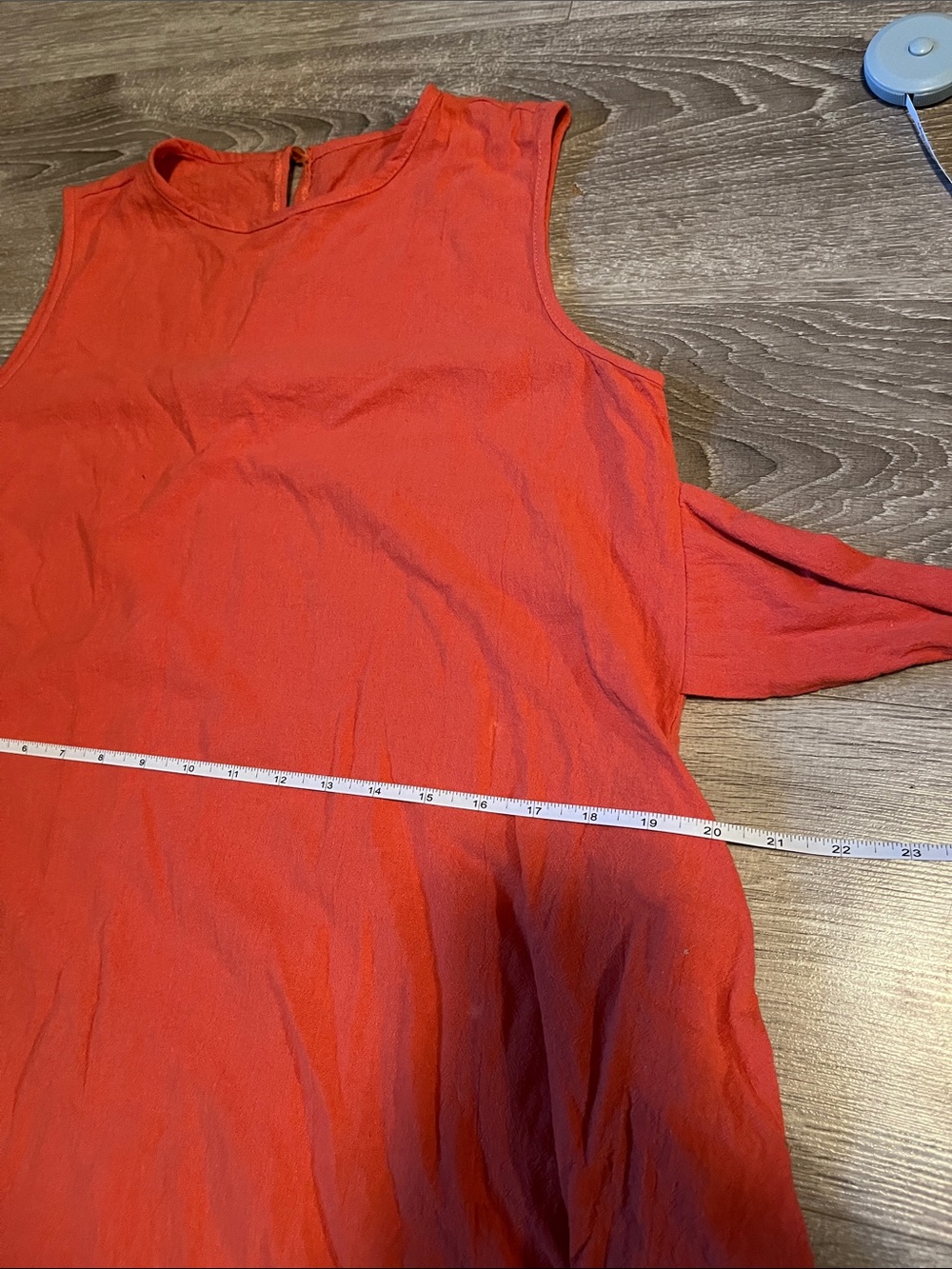 Women's Sleeveless 100% Cotton Tie-Waist crew neck long maxi dress in Yam Orange - Picture 11 of 16